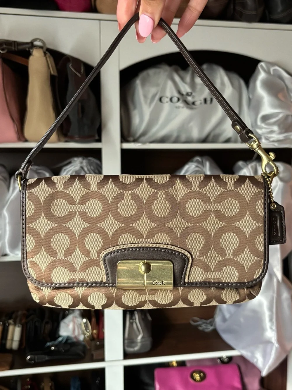 🤎💛Y2K COACH Kristin Op Art Large Wristlet Mini Bag & Wallets Set